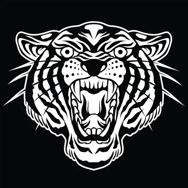 Tiger Animal Tiger Old Scholl Tatuagem Vintgae Vetor Ilustração —  Vetores de Stock