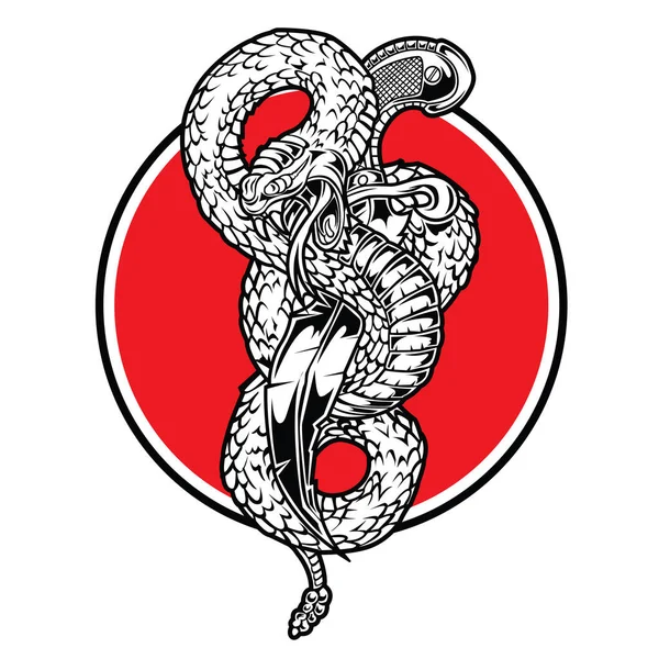 Ilustração Design Logotipo Vetor Cobra Faca — Vetor de Stock