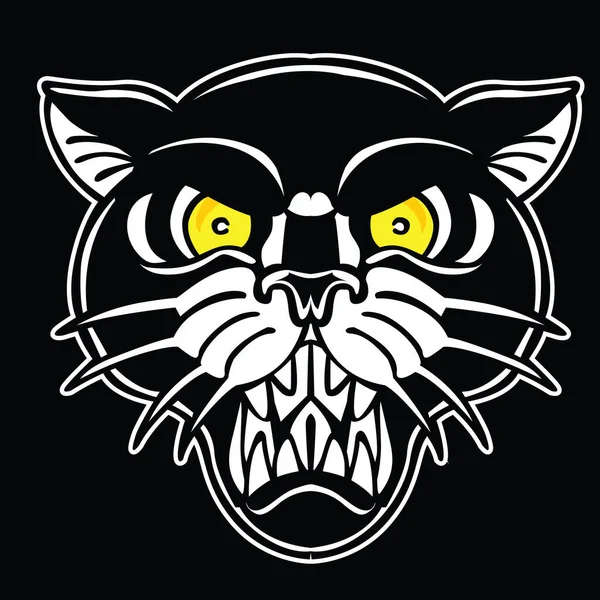 Tigre Negro Tigre Old Scholl Tatuaje Vintgae Vector Ilustración — Archivo Imágenes Vectoriales