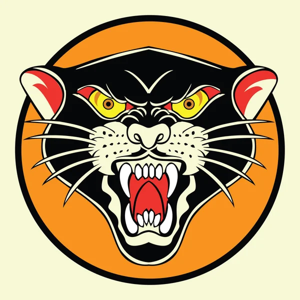 Tigre Negro Tigre Old Scholl Tatuaje Vintgae Vector Ilustración — Archivo Imágenes Vectoriales