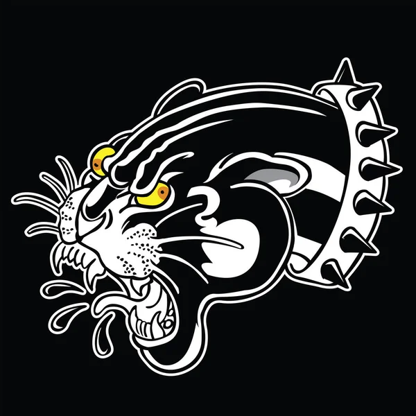 Tigre Negro Tigre Old Scholl Tatuaje Vintgae Vector Ilustración — Archivo Imágenes Vectoriales