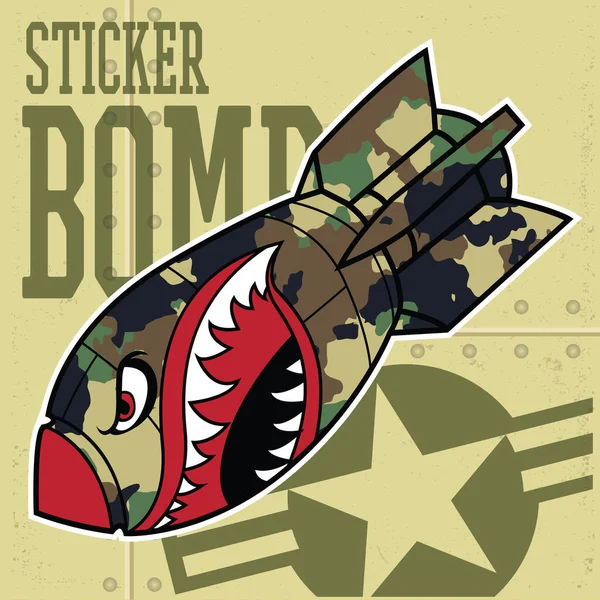 Autocollant Bouche Requin Tigre Volant Bombe Aérienne Vinyle Camo Illustration — Image vectorielle