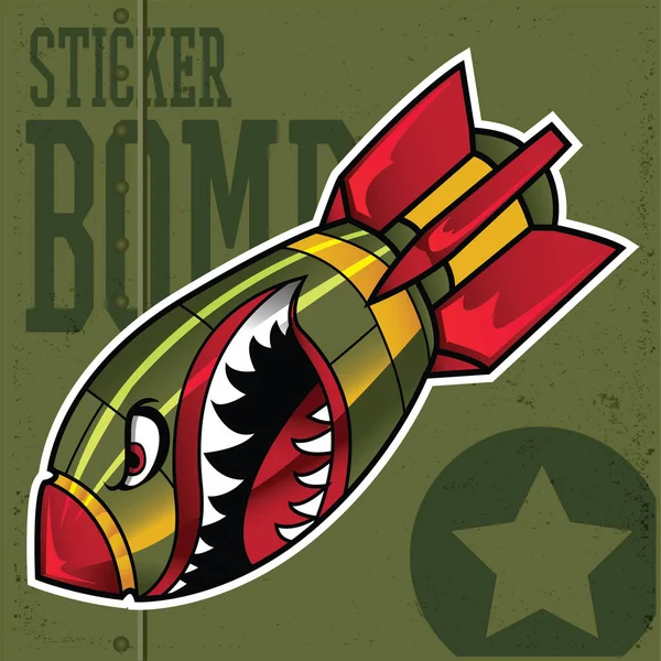 Air Bomb Flying Tiger Shark Mouth Adesivo Vinile Camo Vector — Vettoriale Stock