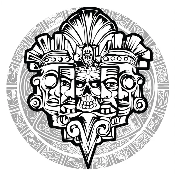 Тотем Гавайского Бога Тики Племенной Майя Вектор Иллюстрации — стоковый вектор