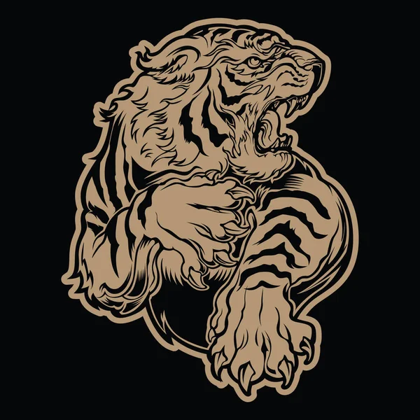 Tigre Com Raiva Tigre Cara Tigre Cabeça Rei Tigre Tatuagem —  Vetores de Stock