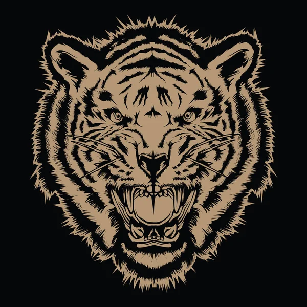 Tygrys Zły Tygrys Twarz Tygrys Głowa Król Tygrys Tatuaż Wektor — Wektor stockowy