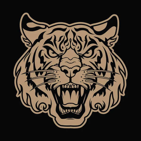 Tiger Angry Tiger Face Tiger Head King Tiger Tattoo Vector — стоковый вектор