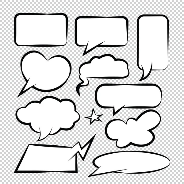 Comic Speech Bubbles Icons Collection Color Background Vector Illustration — Stock Vector