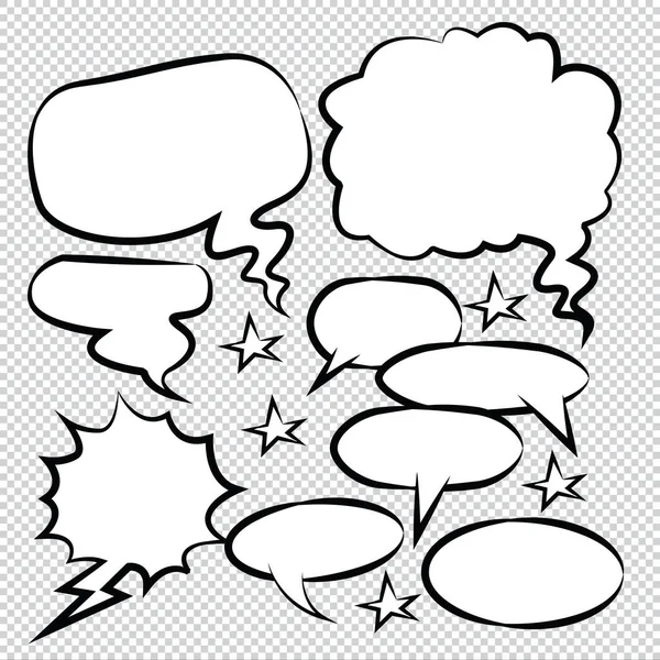 Comic Speech Bubbles Icons Collection Color Background Vector Illustration — Stock Vector