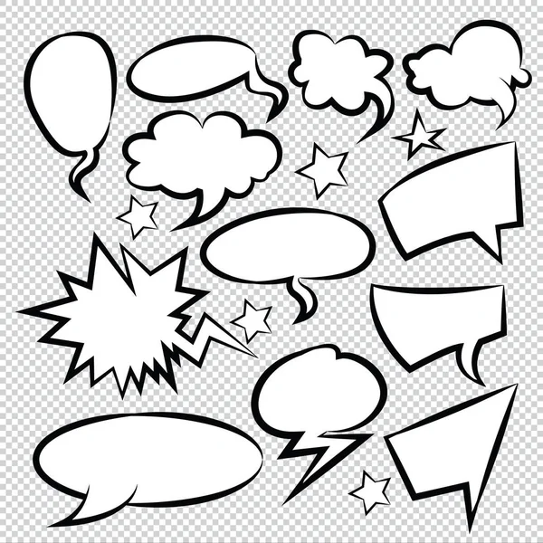 Comic Speech Bubbles Icons Sammlung Farbe Hintergrund Vektor Illustration — Stockvektor