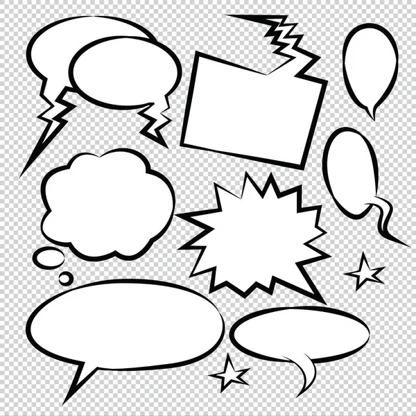 Comic Speech Bubbles Icônes Collection Fond Couleur Illustration Vectorielle — Image vectorielle