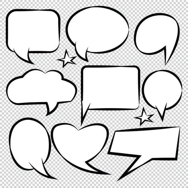 Comic Speech Bubbles Ícones Coleção Cor Fundo Vetor Ilustração —  Vetores de Stock