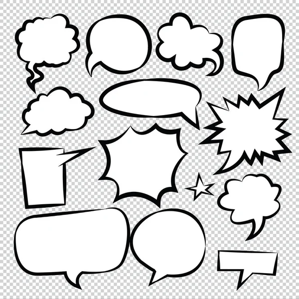 Comic Speech Bubbles Icons Collection Color Background Vector Illustration — Stock Vector