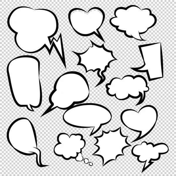 Comic Speech Bubbles Icons Collection Color Background Vector Illustration — Stock Vector