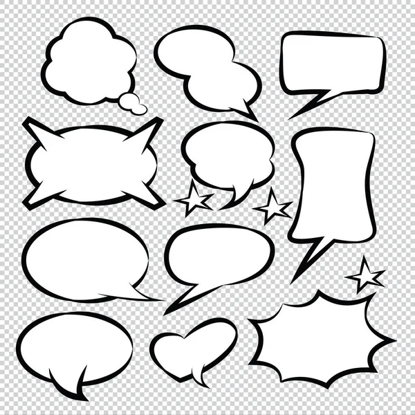 Comic Speech Bubbles Ícones Coleção Cor Fundo Vetor Ilustração — Vetor de Stock