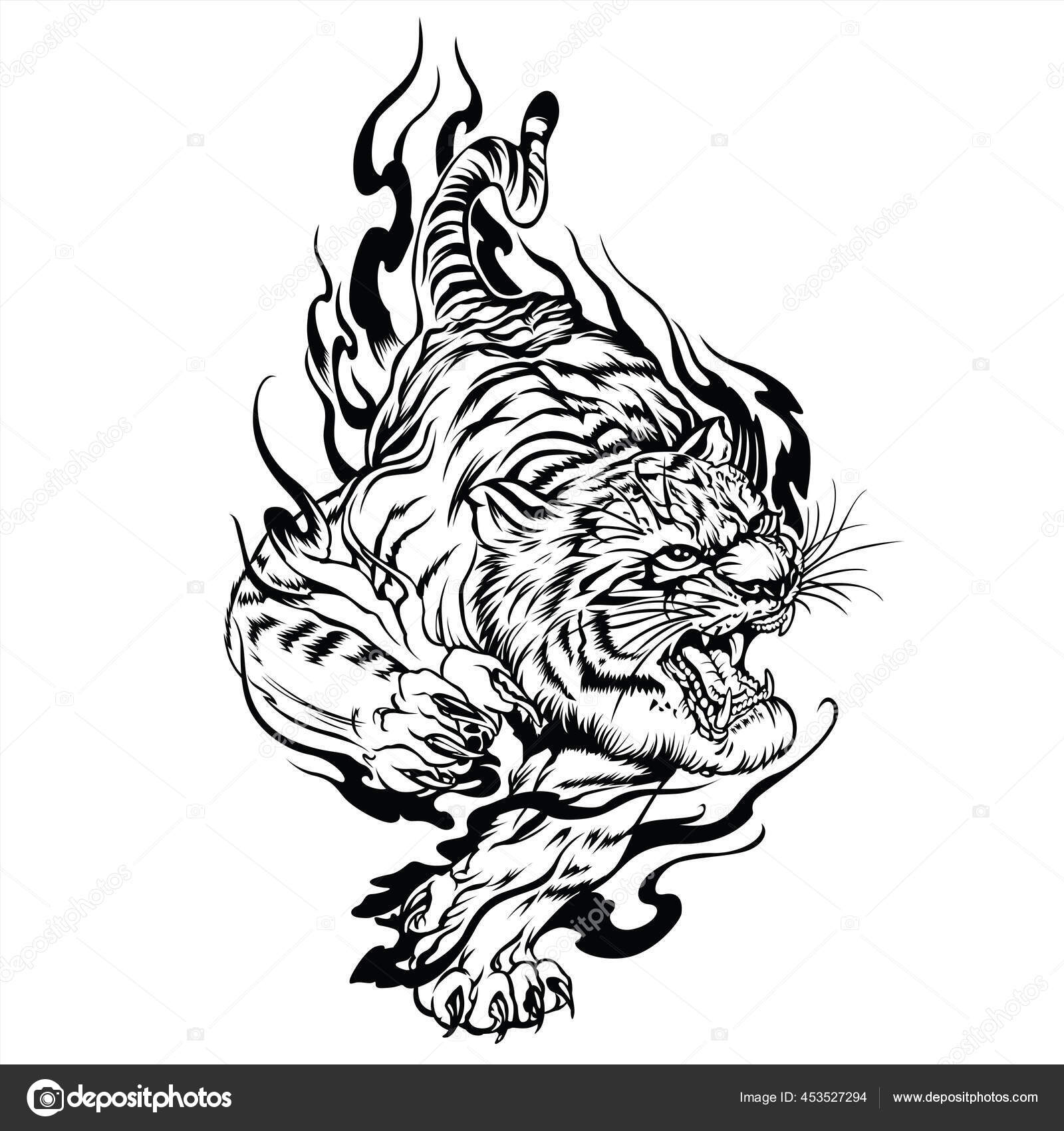 Tiger Angry Annimal Tiger Face Tiger Head Tiger Tattoo Vector Stock Vector  Image by ©thinkliketiger@ #453527294