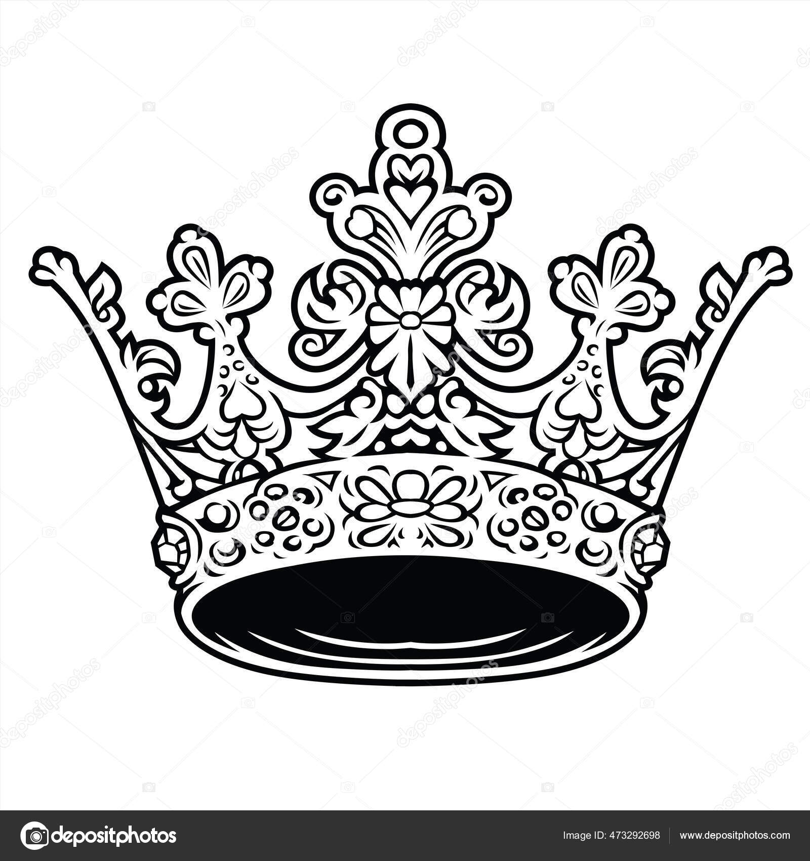 Crown black and white king queen 22 Royalty Free Vector