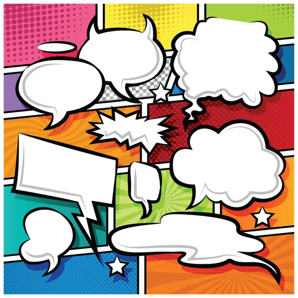 Comic Bubble Speech Balloons Speech Cartoon Vector Illustration — Stock Vector