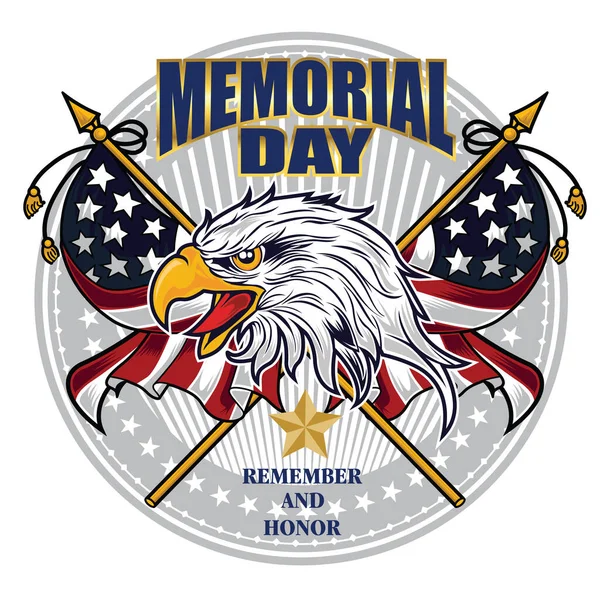 Giorno Commemorativo Ricordare Onorare Bandiera Bandiera Nazionale Usa Eagle Poster — Vettoriale Stock