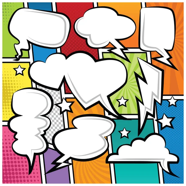 Comic Bubble Speech Balloons Speech Cartoon Vector Illustration — Stock Vector