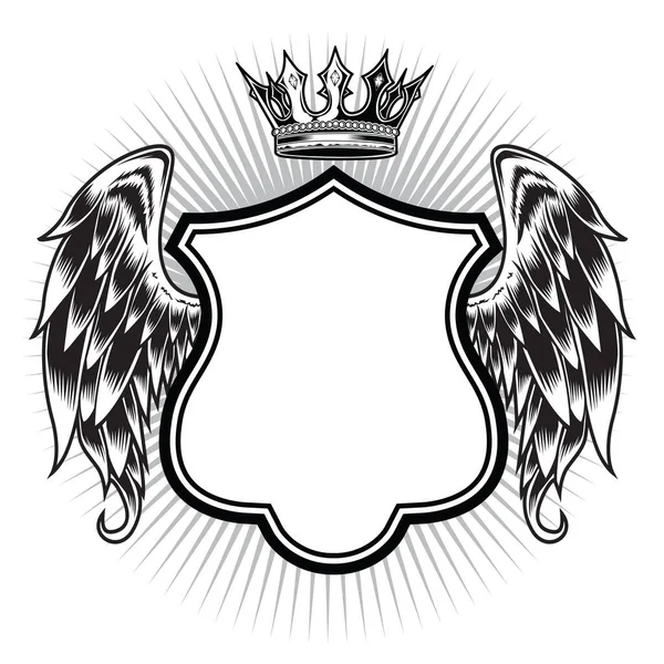 Crown Shield Wings Vintage Vector Illustration — Stockový vektor