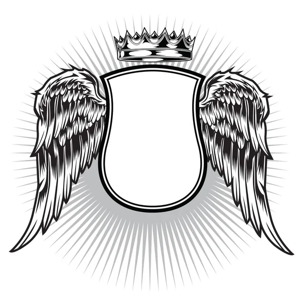 Crown Shield Wings Vintage Vector Illustration — Stock Vector