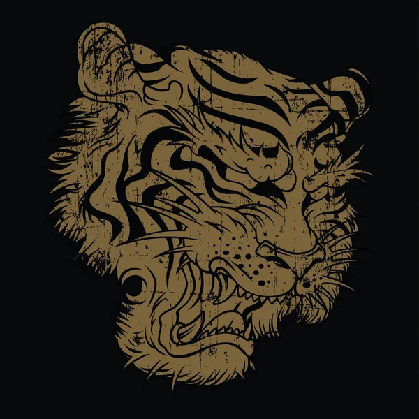 Tiger Arg Tiger Ansikte Tiger Kniv Huvud Tiger Tatuering Vektor — Stock vektor