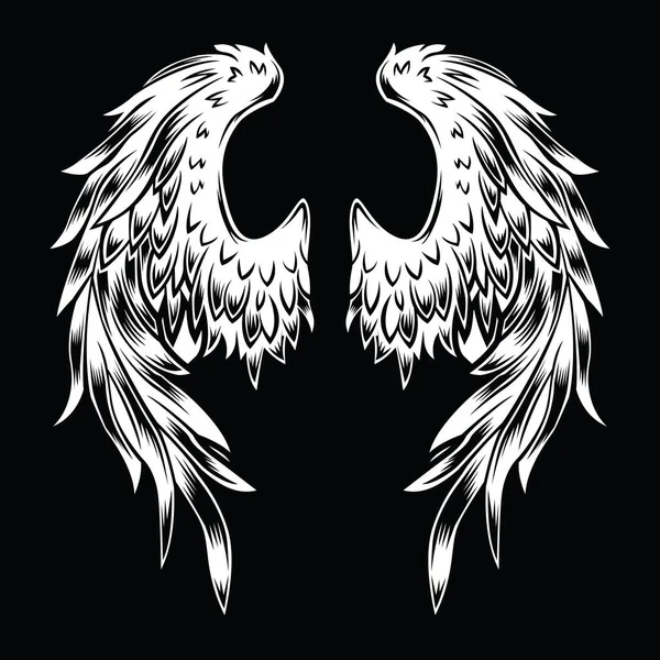 クリスチャンクロスウィングクラウンベクトル図面黒ヴィンテージ翼鳥の羽 — ストックベクタ