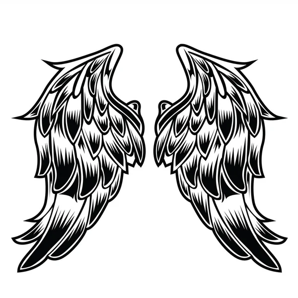 Christian Cross Wing Crown Vector Drawing Blak Vintage Wings Ptačí — Stockový vektor