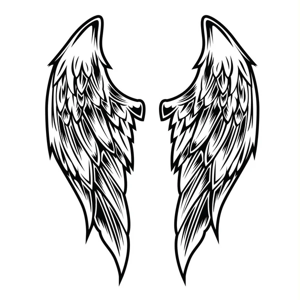 クリスチャンクロスウィングクラウンベクトル図面黒ヴィンテージ翼鳥の羽 — ストックベクタ
