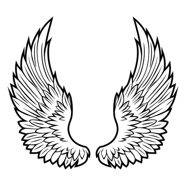 Christian Cross Wing Crown Vector Drawing Blak Vintage Wings Ptačí — Stockový vektor