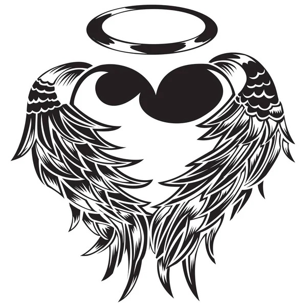 Крила Пташине Перо Чорно Біле Татуювання Тварини Вінтаж Векторні — стоковий вектор