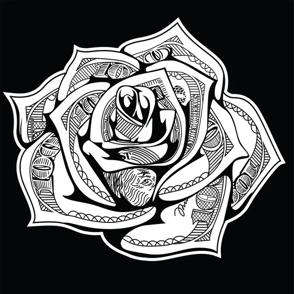 Грошова Квітка Троянда Зелений Вектор Ілюстратор — стоковий вектор