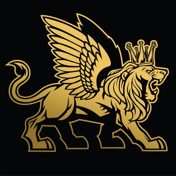 Λογότυπο Εικονιδίου Πτέρυγας Λιονταριού Εικονογράφηση Φορέα Ζώου — Διανυσματικό Αρχείο