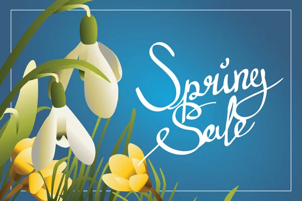 Spring sale lettering horisontal postcard or banner — Stock Vector