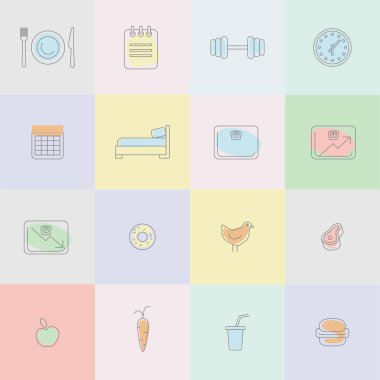 Kilo kaybı Infographic simgeleri tasarım şablonu