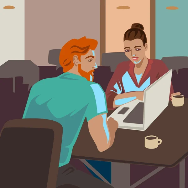 Hipster bedrijfspersonen in aanbiedingen vector lunch — Stockvector