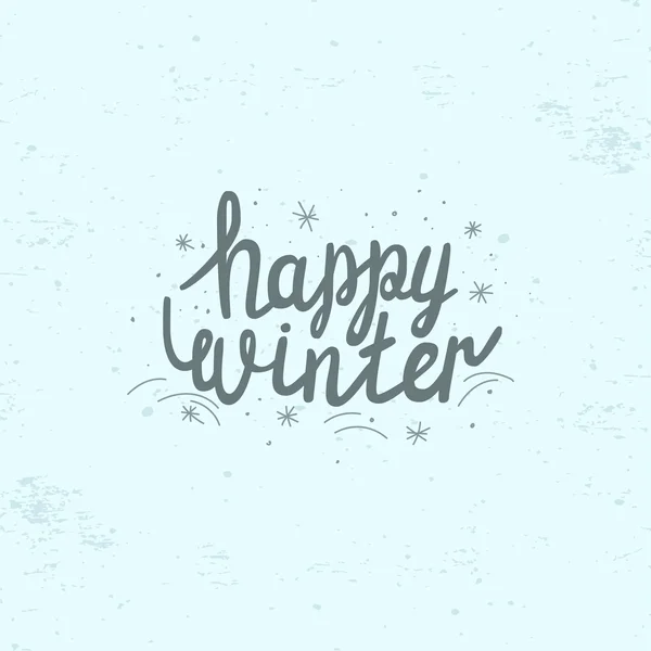 Happy winter hand lettering vector calligraphy — Stock Vector