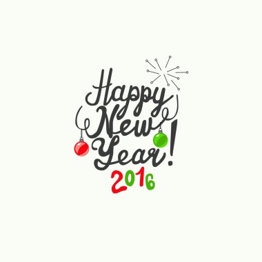 Mutlu yeni yıl 2016 vektör çizim el yazı ile