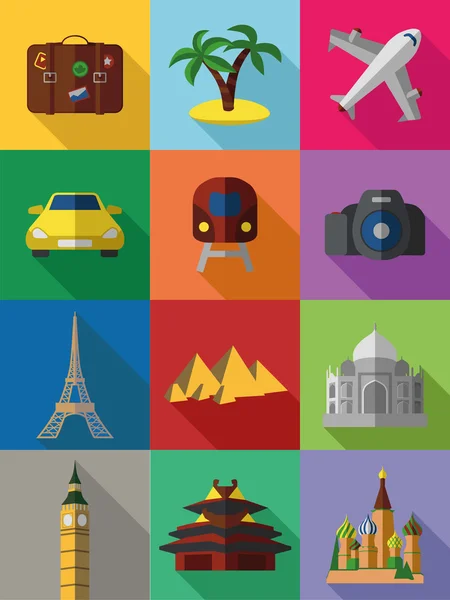 Colorful travel icons — Stock Vector