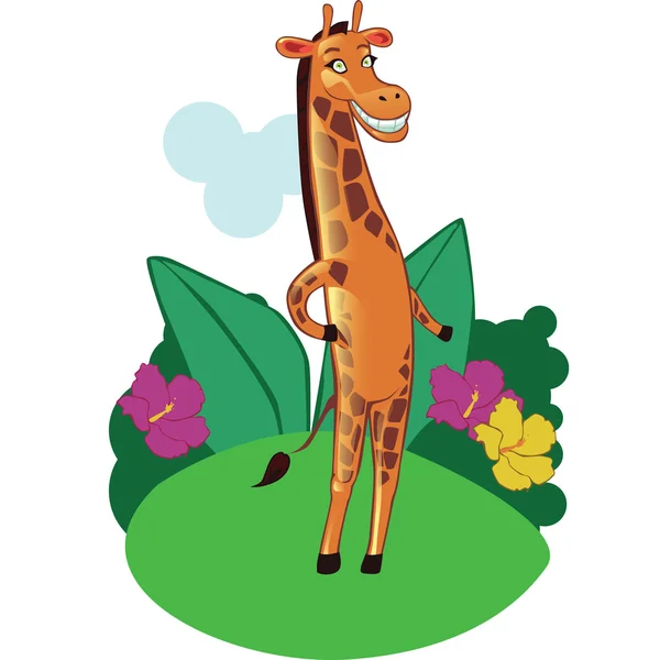 Cartoon giraffe mascotte op geïsoleerde achtergrond — Stockvector