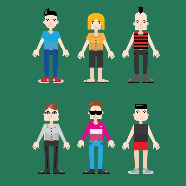 Personnages de l'homme - adolescents et jeunes adultes — Image vectorielle