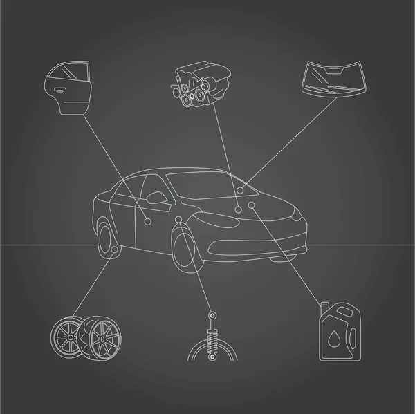 Détails de la voiture illustration infographique — Image vectorielle