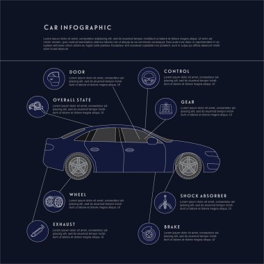 Araba ayrıntıları Infographic illüstrasyon
