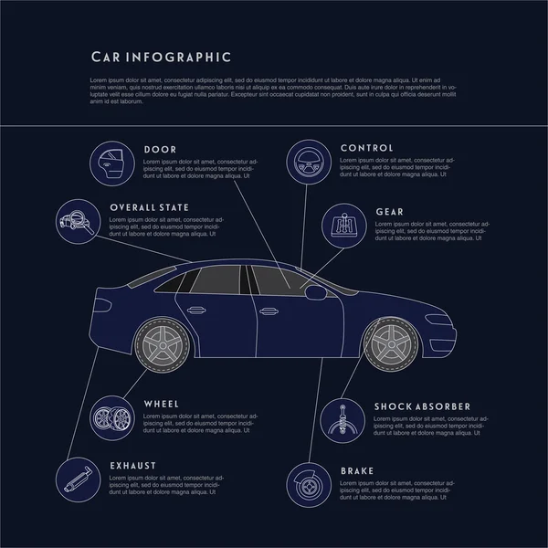 Car details infographic illustration — Stock Vector