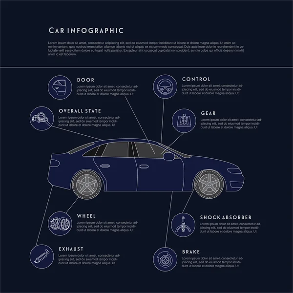 Araba ayrıntıları Infographic illüstrasyon