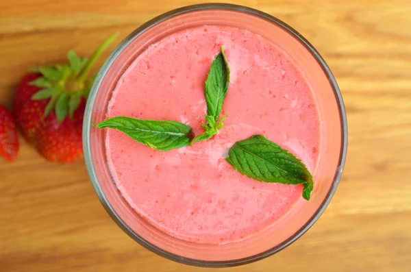 Top view of strawberry smoothies