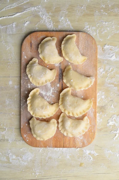 Pierogy bir rustik ahşap tablo — Stok fotoğraf