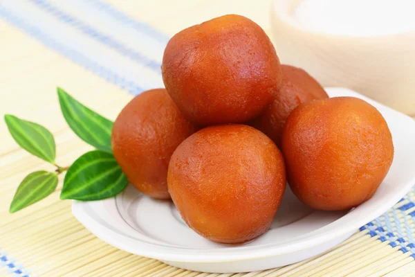 Gulab jamun postre, primer plano —  Fotos de Stock