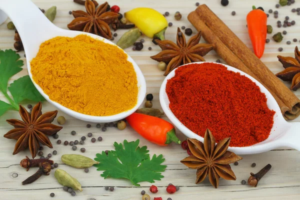 Colorful selection of Indian spices — Stock Photo, Image